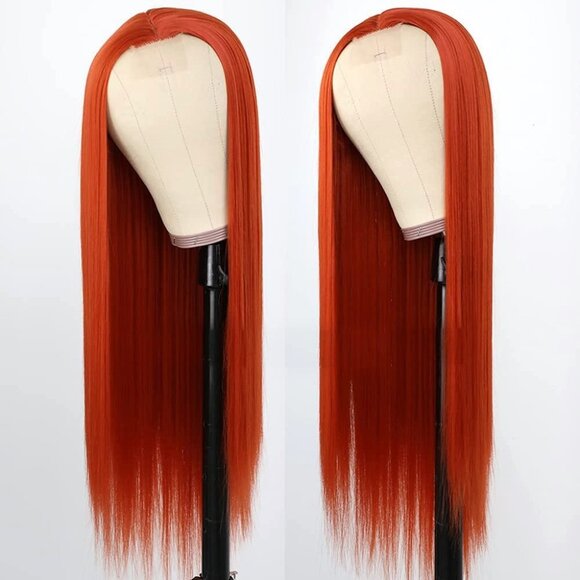 Dark Orange Middle Par Wig - Picture 2 of 4